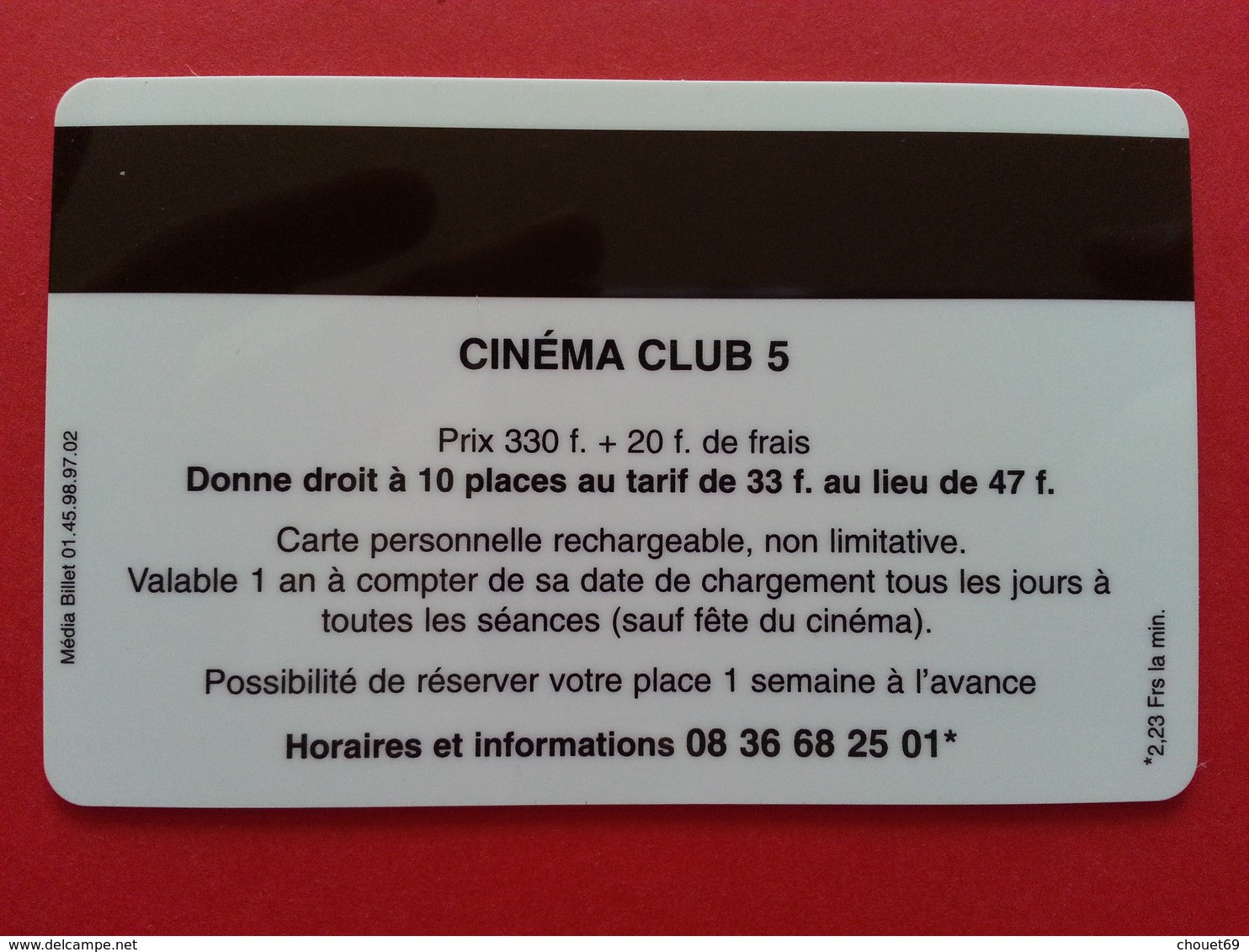 Cinécarte Carte Club 5 Carte Abonnement Sans Numéro Au Recto  (BC0415 - Cinécartes