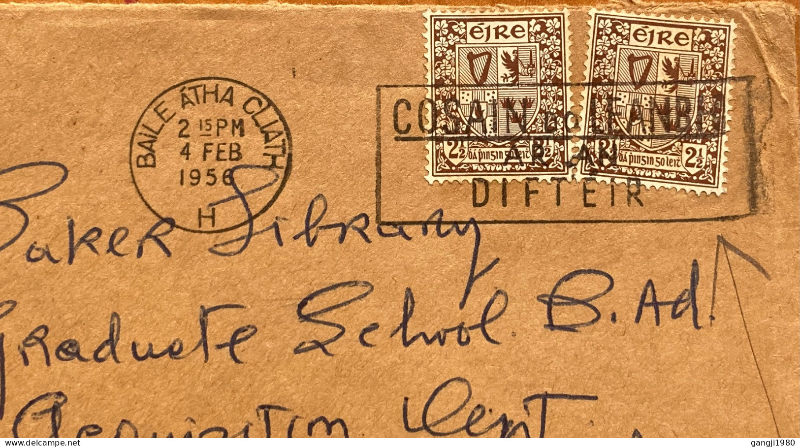 IRELAND 1956,COVER USED TO USA, FOILSEACHAIN AN RIALTAIS FIRM, MACHINE SLOGAN, COSAN DO LEANBR ARLAN DIFTEIR, BALE ATHA - Lettres & Documents