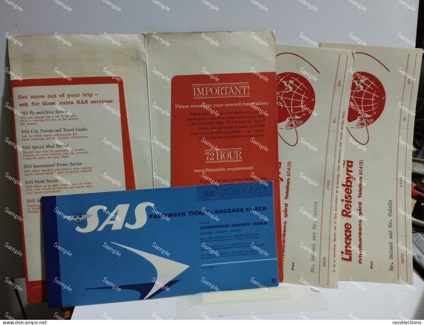 SAS Scandinavian Airlines Travel Documents Norway / Switzerland. 1968 From OSLO To GENEVE - Europa