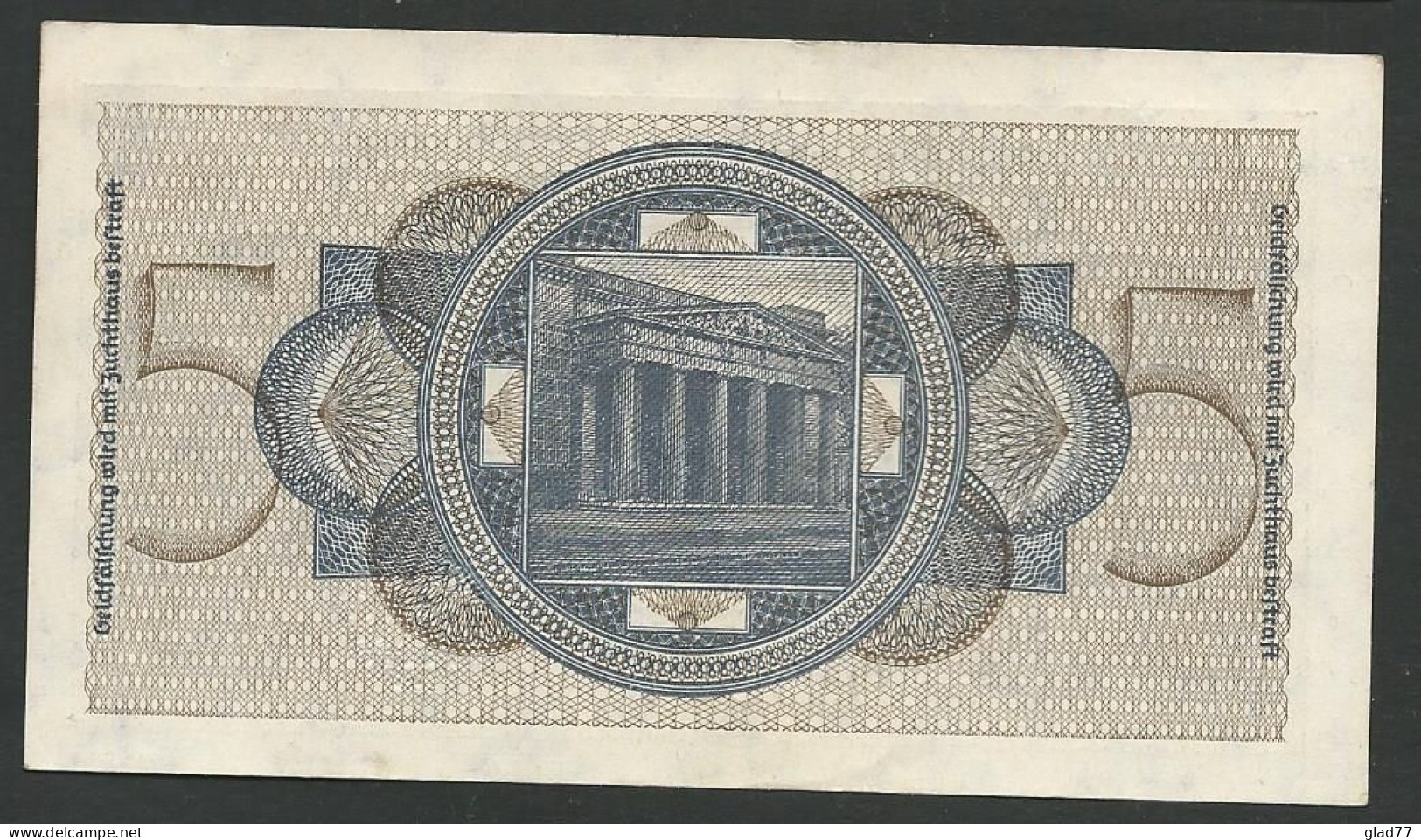 5 Reichsmark 1943 WWII Circulated In Greece (during Occupation) Choice UNC! - 10 Reichsmark