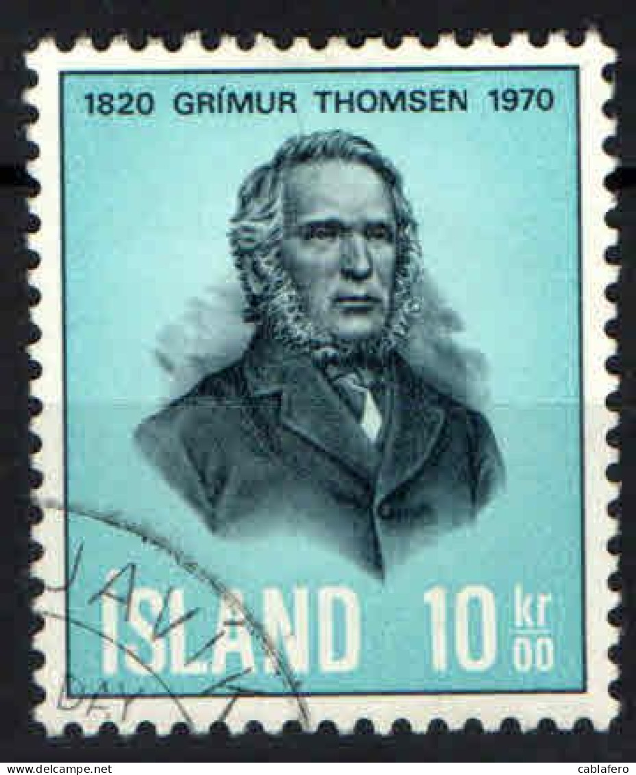 ISLANDA - 1970 - GRIMUR THOMSEN - POETA - USATO - Gebruikt