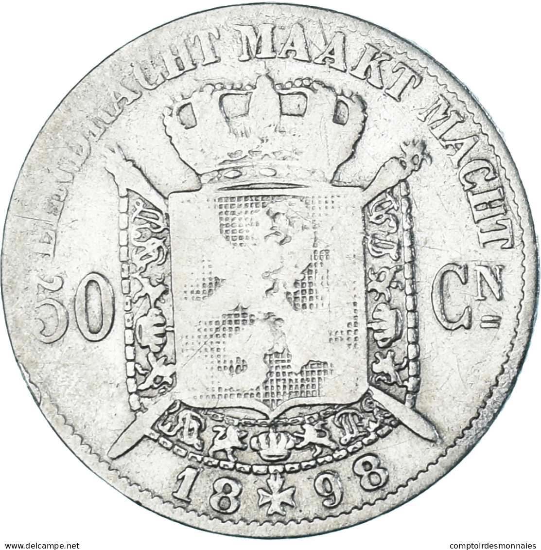 Monnaie, Belgique, Leopold II, 50 Centimes, 1898, Bruxelles, TB, Argent, KM:27 - 50 Centimes