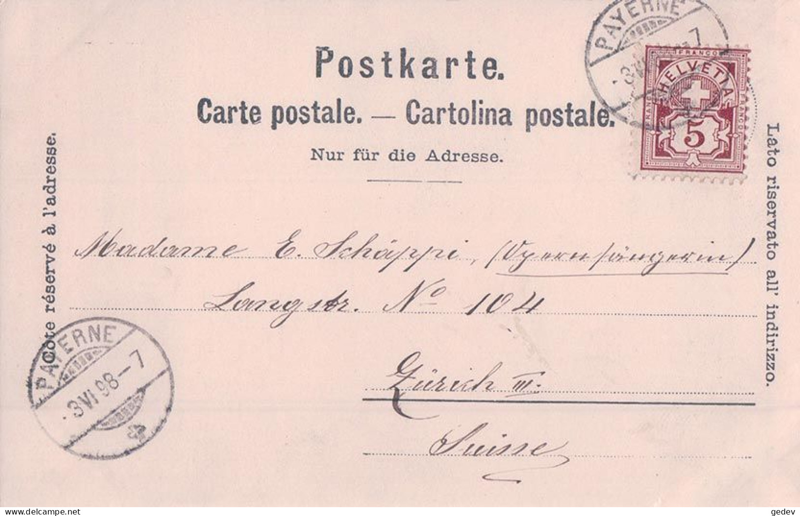 Souvenir De Payerne 1898 (3.6.1898) - Payerne