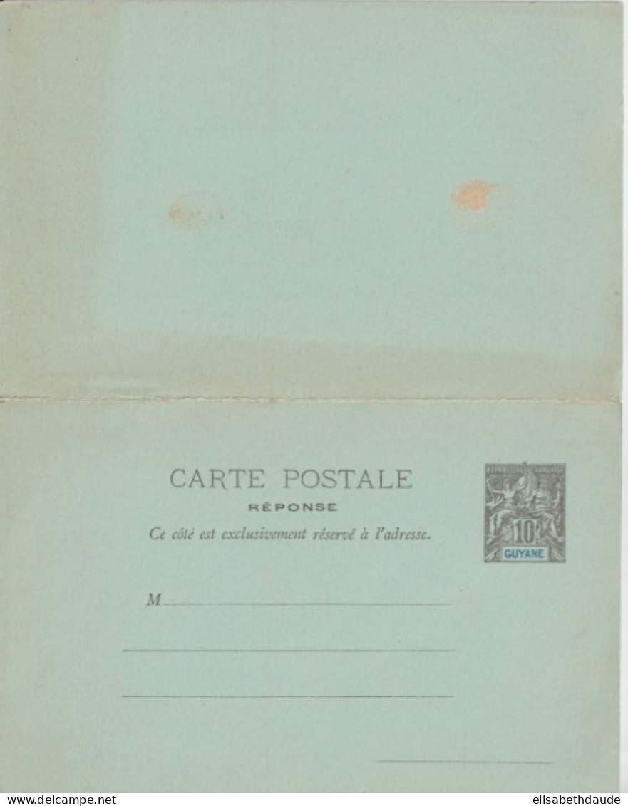 TYPE 1892 - GUYANE - CARTE ENTIER POSTAL AVEC REPONSE PAYEE - Lettres & Documents