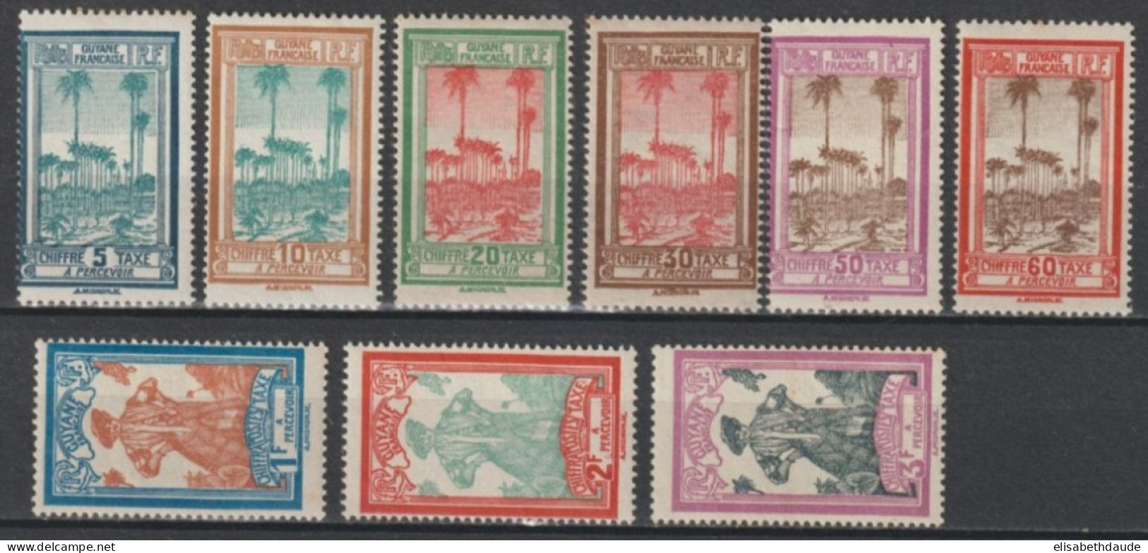 GUYANE - 1929 - SERIE COMPLETE TAXE YVERT N°13/21 * MLH - COTE = 14 EUR - LIVRAISON GRATUITE A PARTIR DE 5 EUR ! - Nuevos