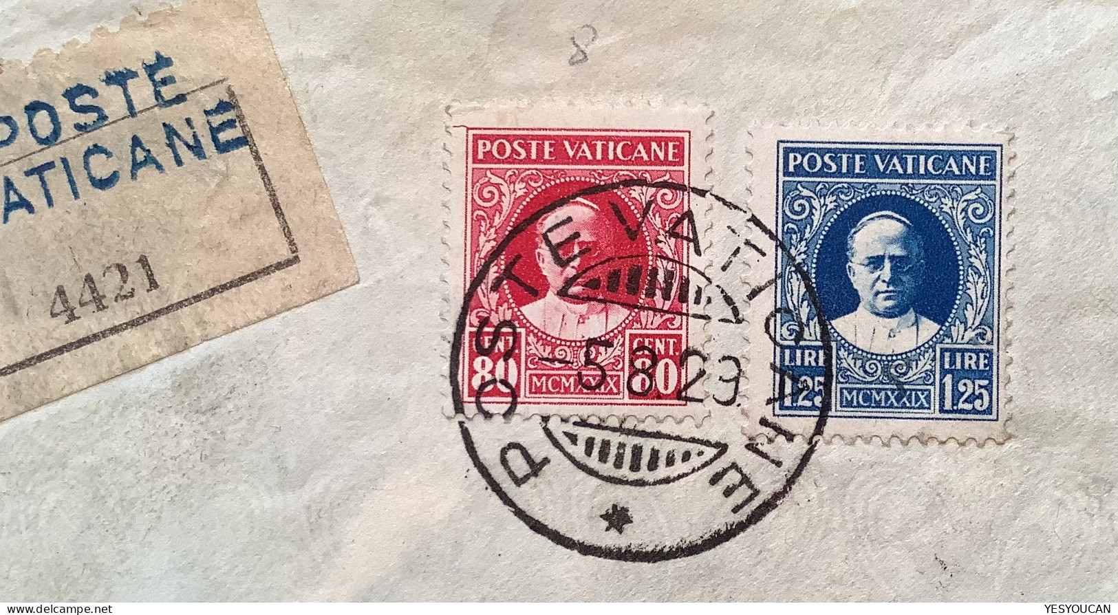 Sa.8,9 1929 80c+1,25L Lettera Raccomandata>Milano(Vatican First Issue Cover RARE EARLY DATE Vaticano Italia Italy Lettre - Brieven En Documenten