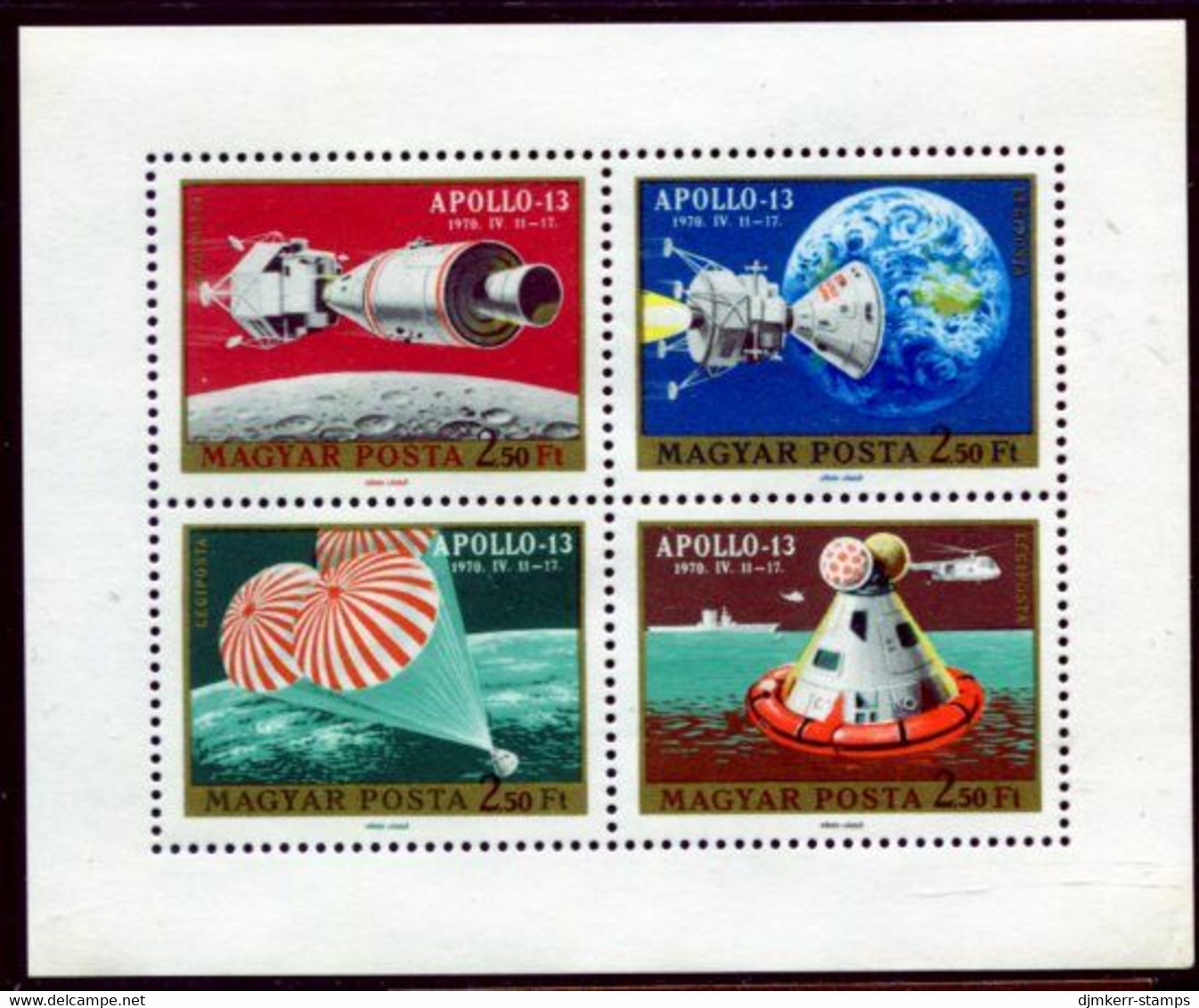 HUNGARY 1970 Apollo 13 Moon Landing Sheetlet MNH / **.  Michel 2594-97 - Ungebraucht