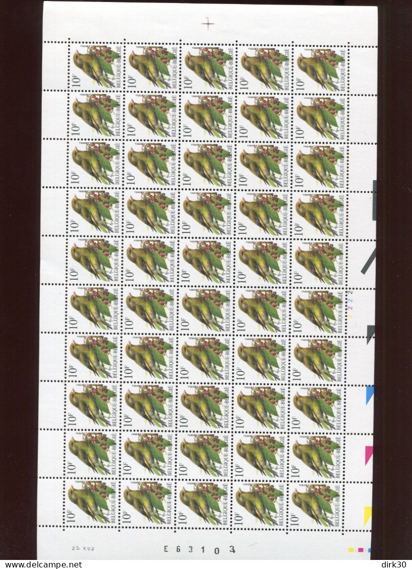 Belgie Buzin Vogels 2461 Volledig Vel Drukdatum 25/5/1992 Plaatnummer Numéro De Planche 2 - 1991-2000