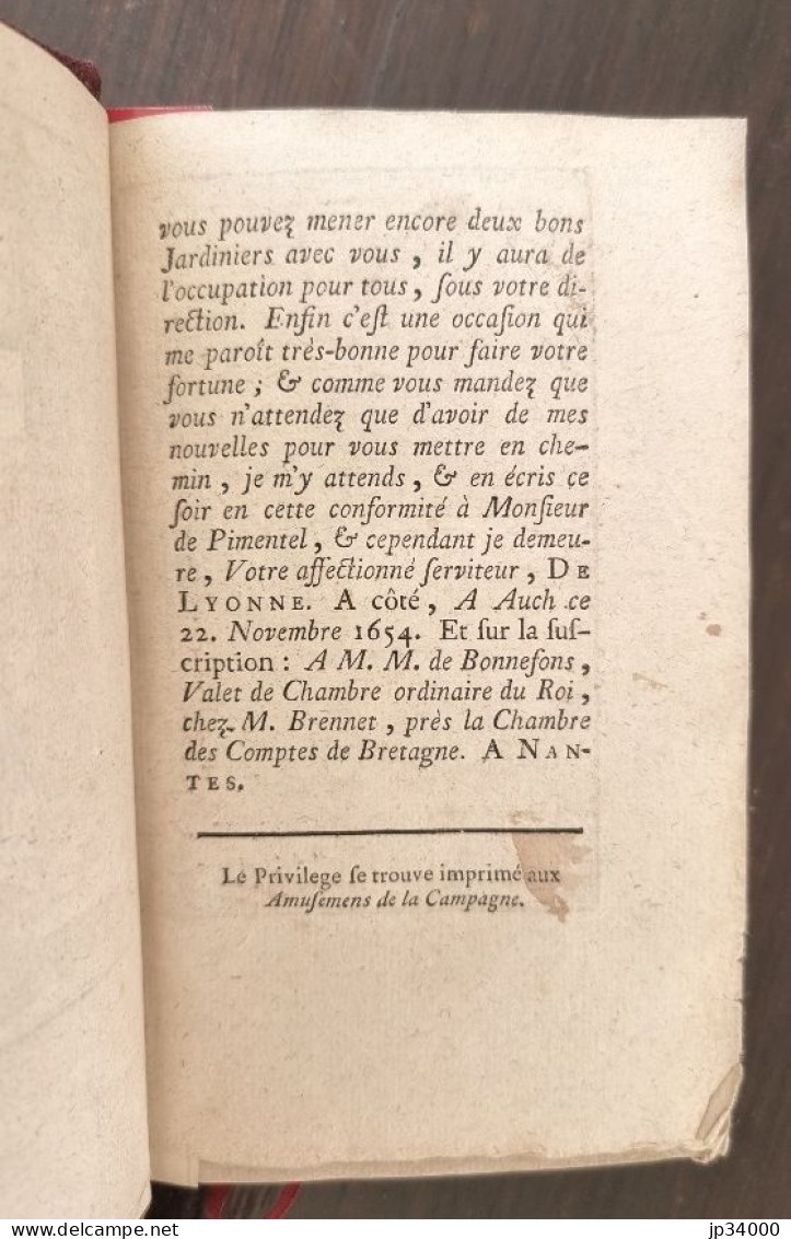 Le Jardinier François Par A.M.M. De BONNEFONS (1654) Livre Ancien De Botanique - Jusque 1700