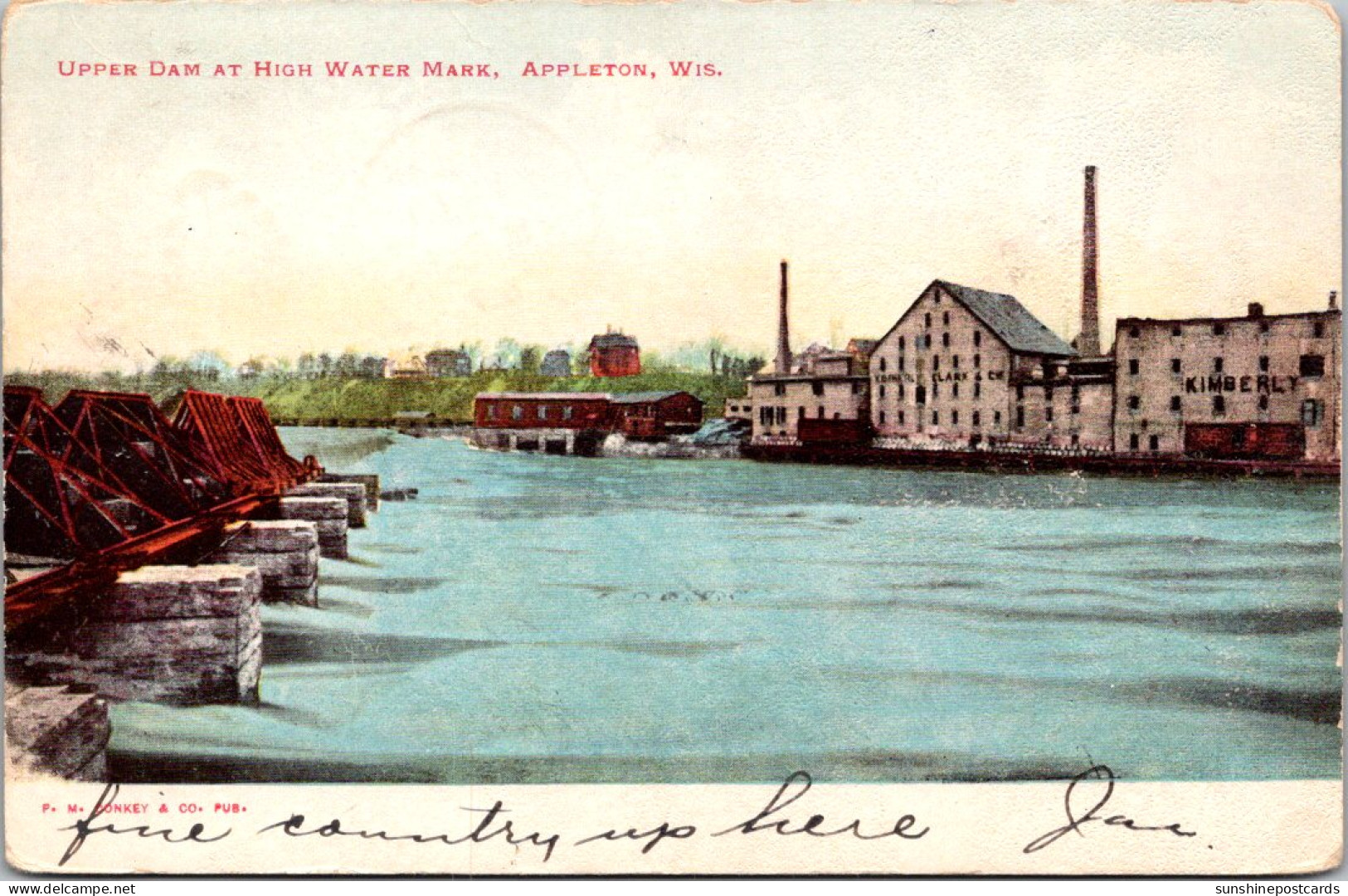 Wisconsin Appleton Upper Dam At High Water Mark 1907 - Appleton