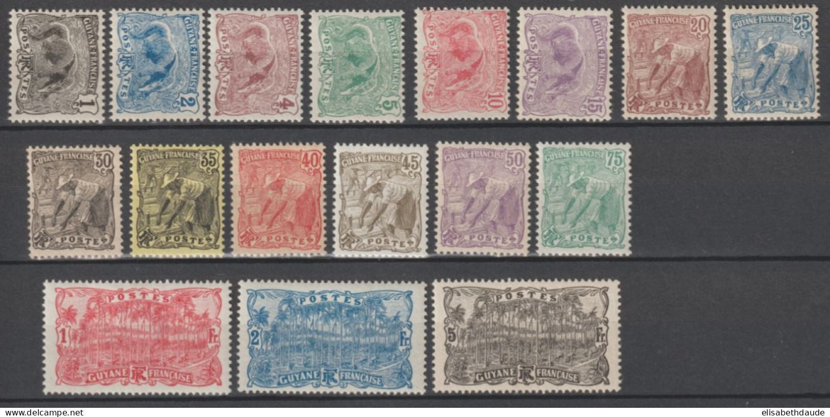 GUYANE - 1904 - SERIE YVERT N°49/65 * MLH - COTE = 39 EUR. - - Nuevos