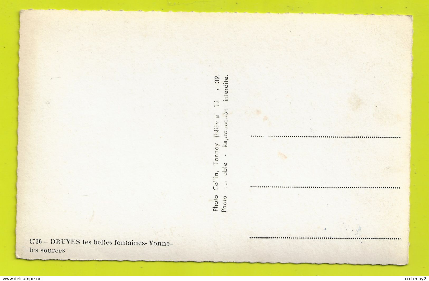89 DRUYES Les Belles Fontaines Vers Courson Les Carrières N°1736 Les Sources VOIR DOS Photo Collin Tannay - Courson-les-Carrières