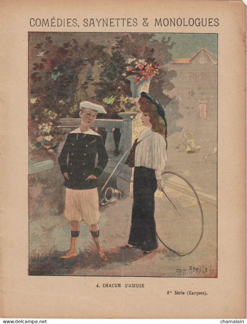 Ancien Protège-cahier - Dessins Signés Jack ABEILLE 98 - 1898 - 1° Série (Garçons). - Protège-cahiers