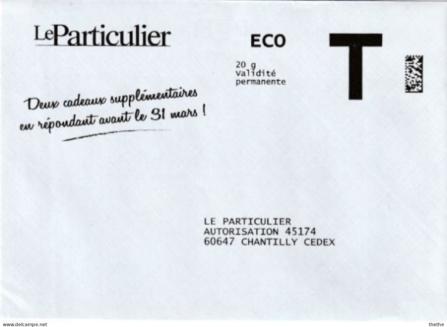 Enveloppe Réponse T - ECO - Le Particulier - 20 G Validité Permanente - Karten/Antwortumschläge T