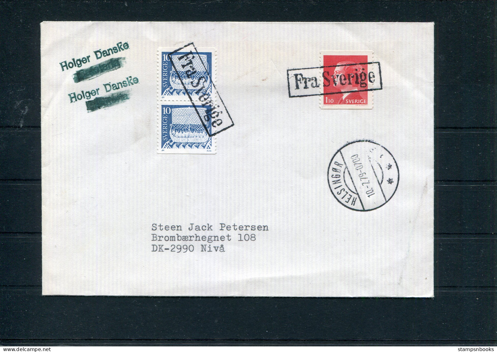 1979 Sweden "Fra Sverige" PAQUEBOT Helsinggor Holger Danske Ship Cover - Lettres & Documents