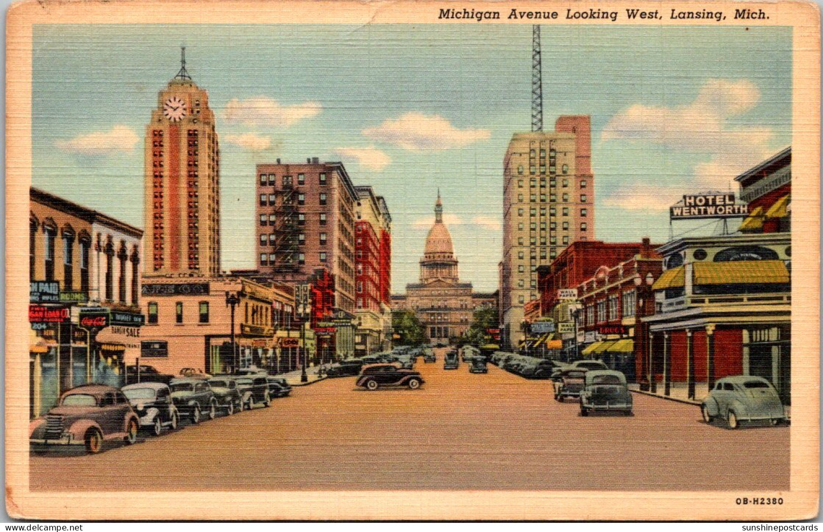 Michigan Lansing Michigan Avenue Looking West Curteich - Lansing