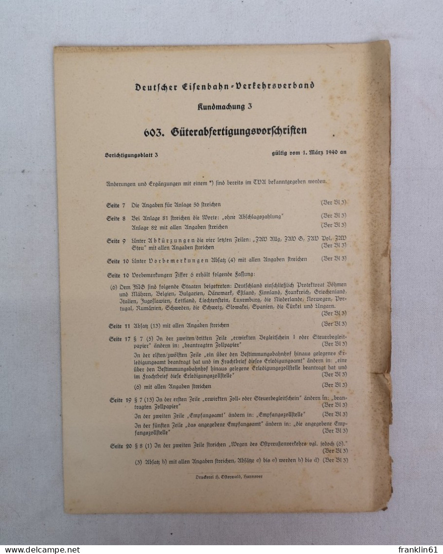 Deutscher Eisenbahn-Verkehrsverband. Kundmachung 3. Gültig vom 1.Juni 1942 an.