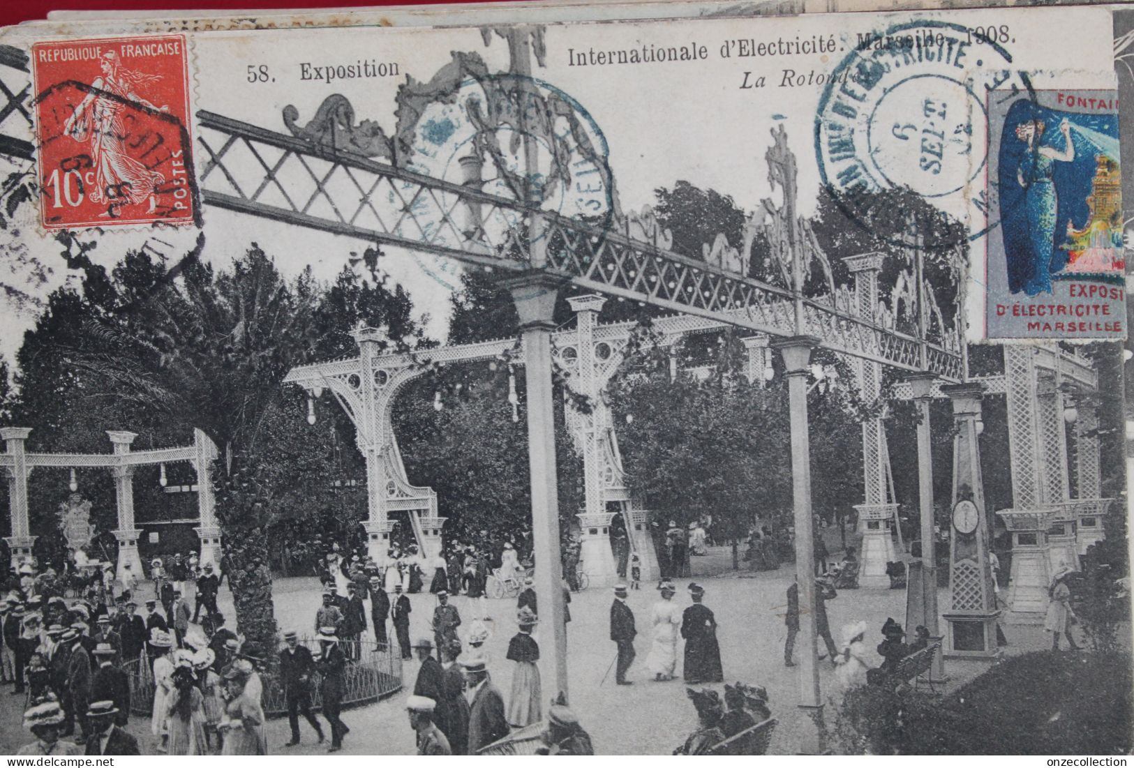 MARSEILLE        -      EXPOSITION  D  '  ELECTRICITE  AVEC  VIGNETTE   ET  CACHET  SPECIAL  DE  L  '  EXOPOSION   1908 - Exposition D'Electricité Et Autres