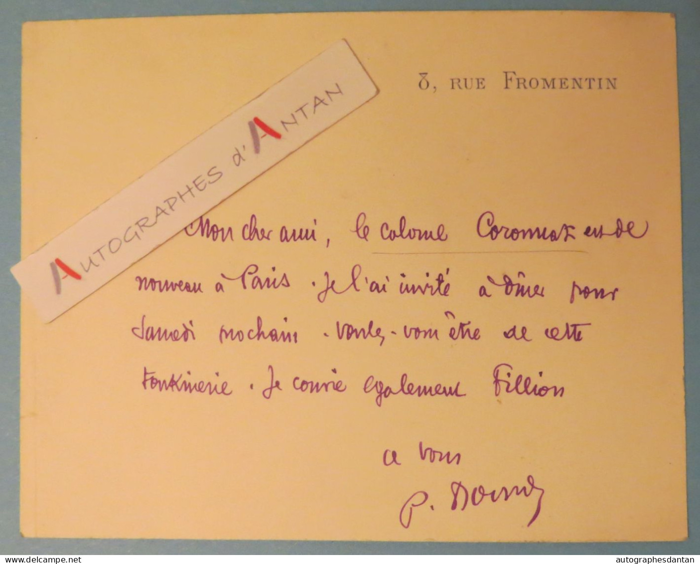 ● L.A.S 1885 Général Pierre CORONNAT Brest - Le Figaro - Tonkin - De Maupeou (tirailleurs Sénégalais) Lettre Autographe - Politiques & Militaires