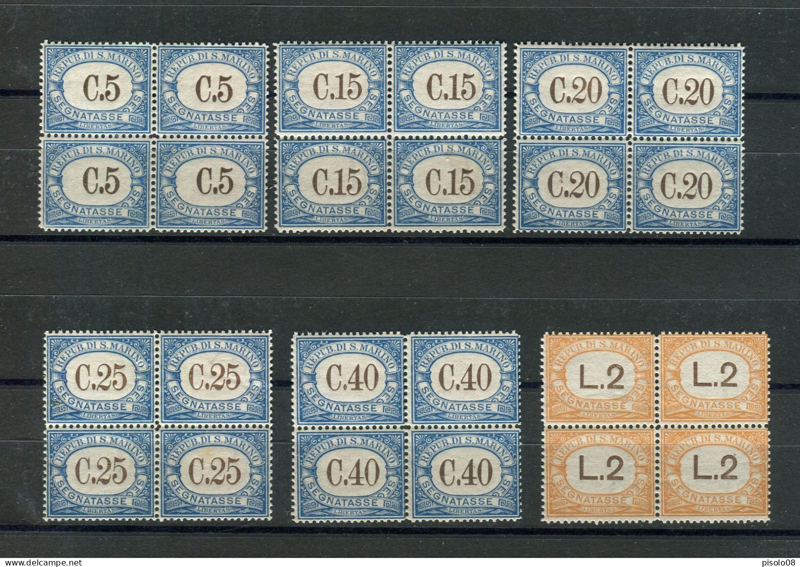 SAN MARINO 1939 SEGNATASSE SERIE CPL. QUARTINA ** MNH - Portomarken