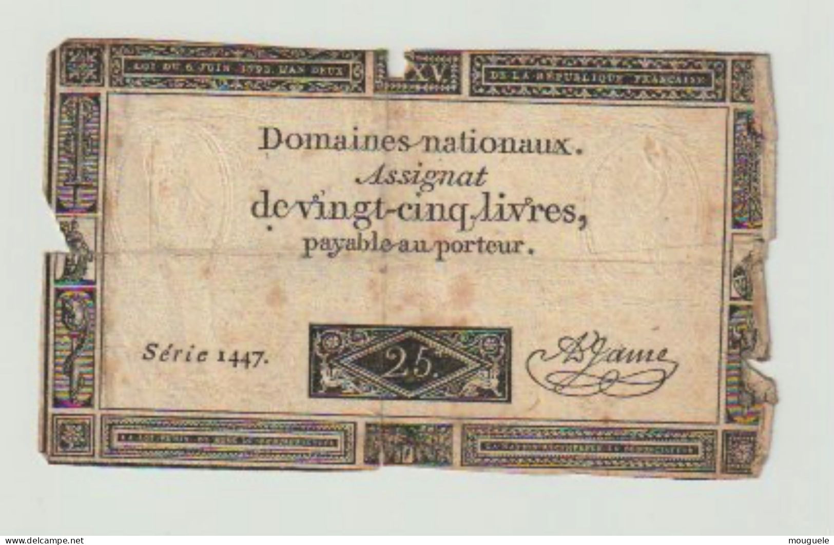 Assignat De 25 Livres - Assignate