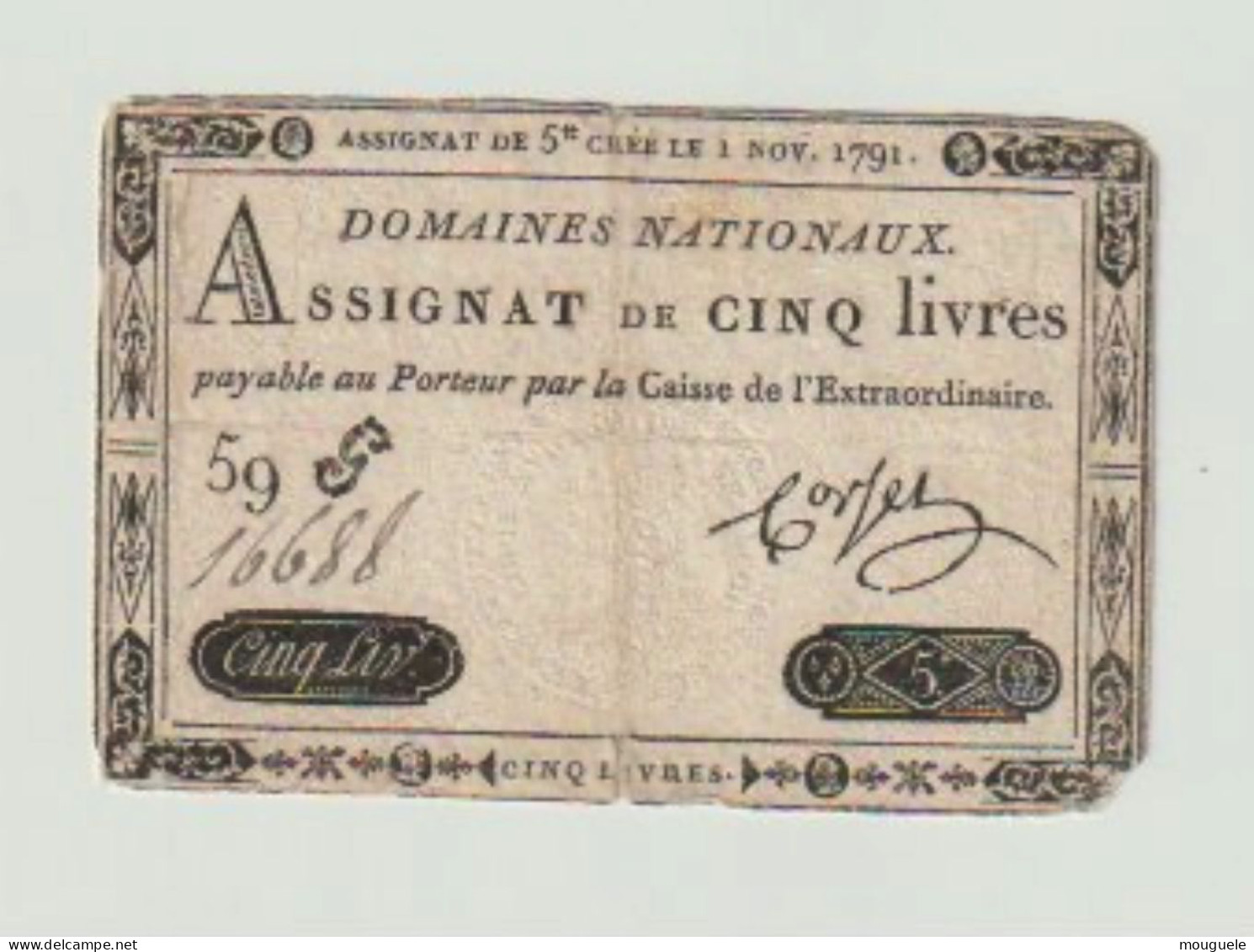 Assignat De 5 Livres. Uniface - Assignats