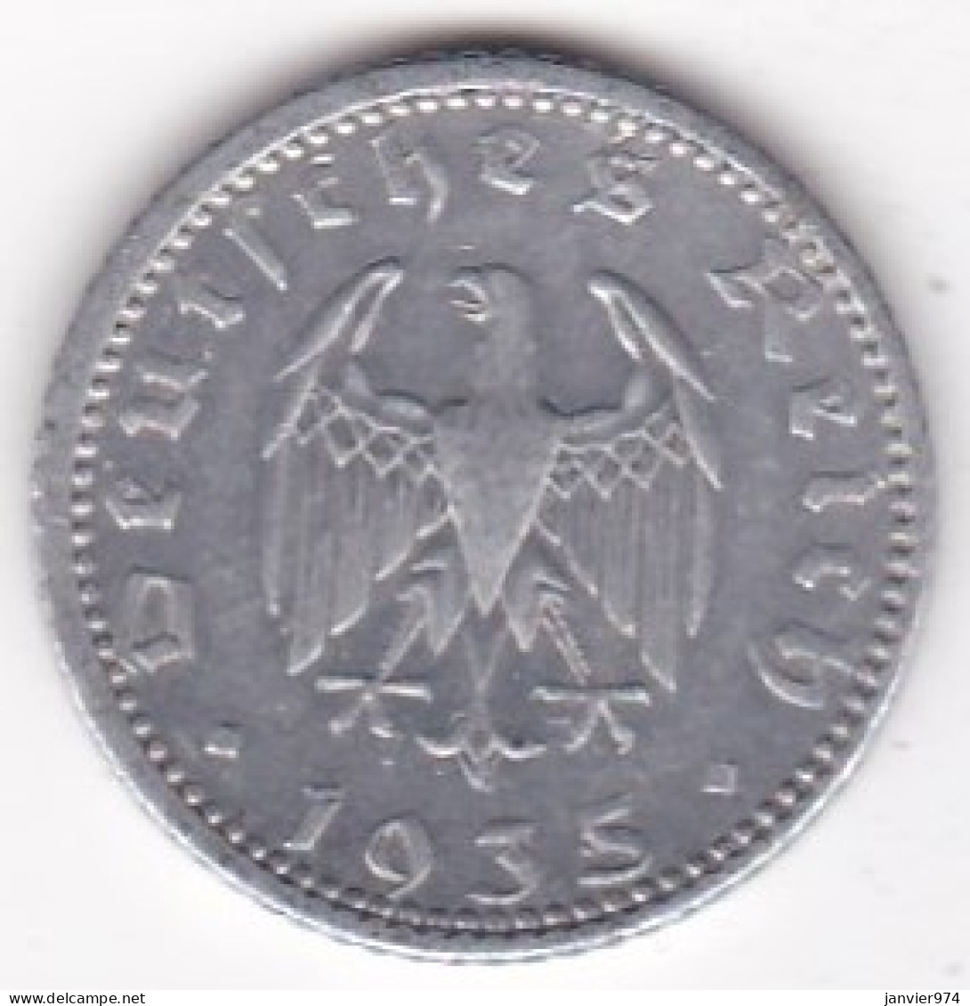 50 Reichspfennig 1935 F Stuttgart, En Aluminium.  - 50 Reichspfennig