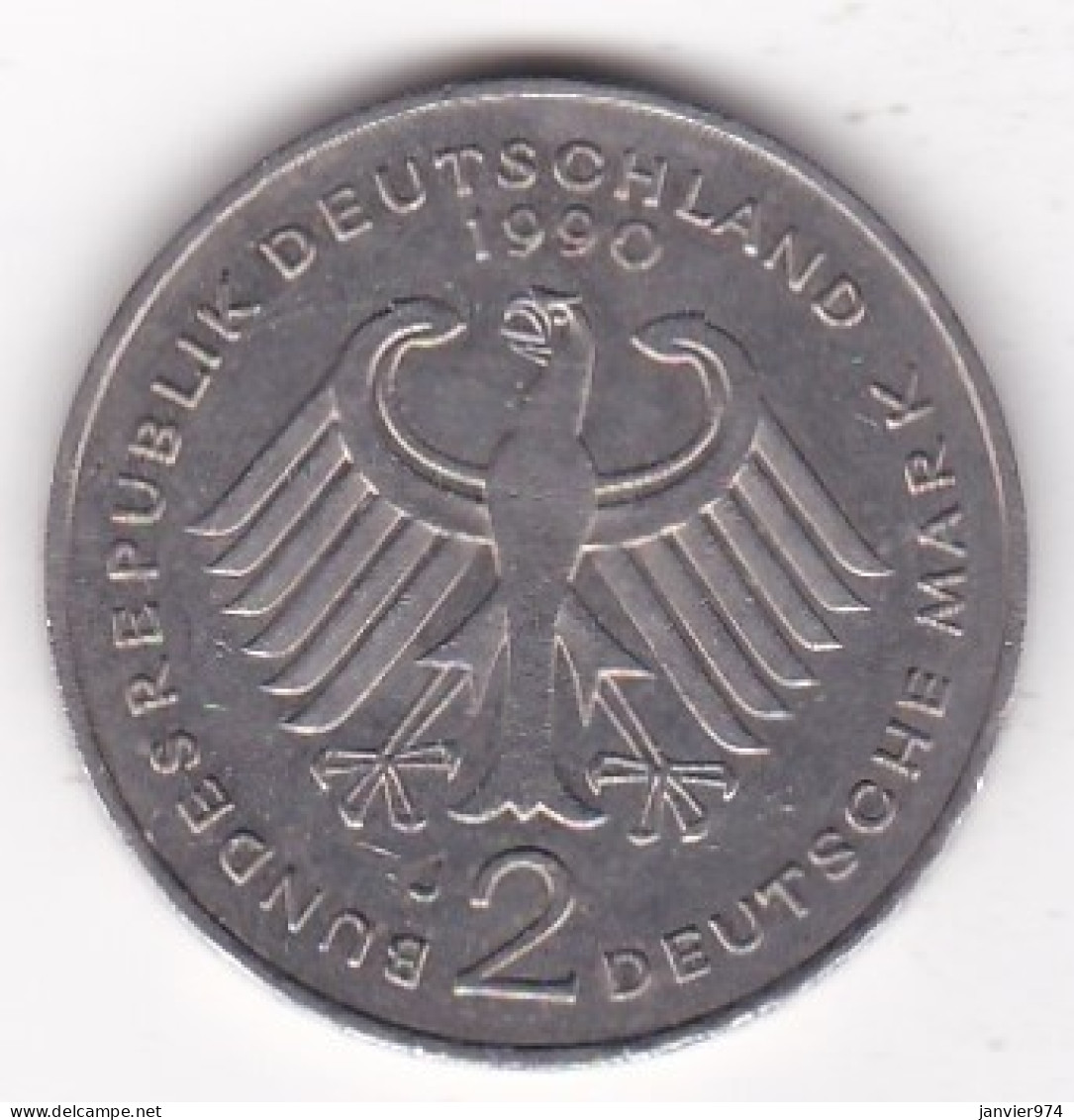 2 Deutsche Mark 1990 J HAMBOURG, Franz Josef Strauss ,KM# 175 - 2 Mark