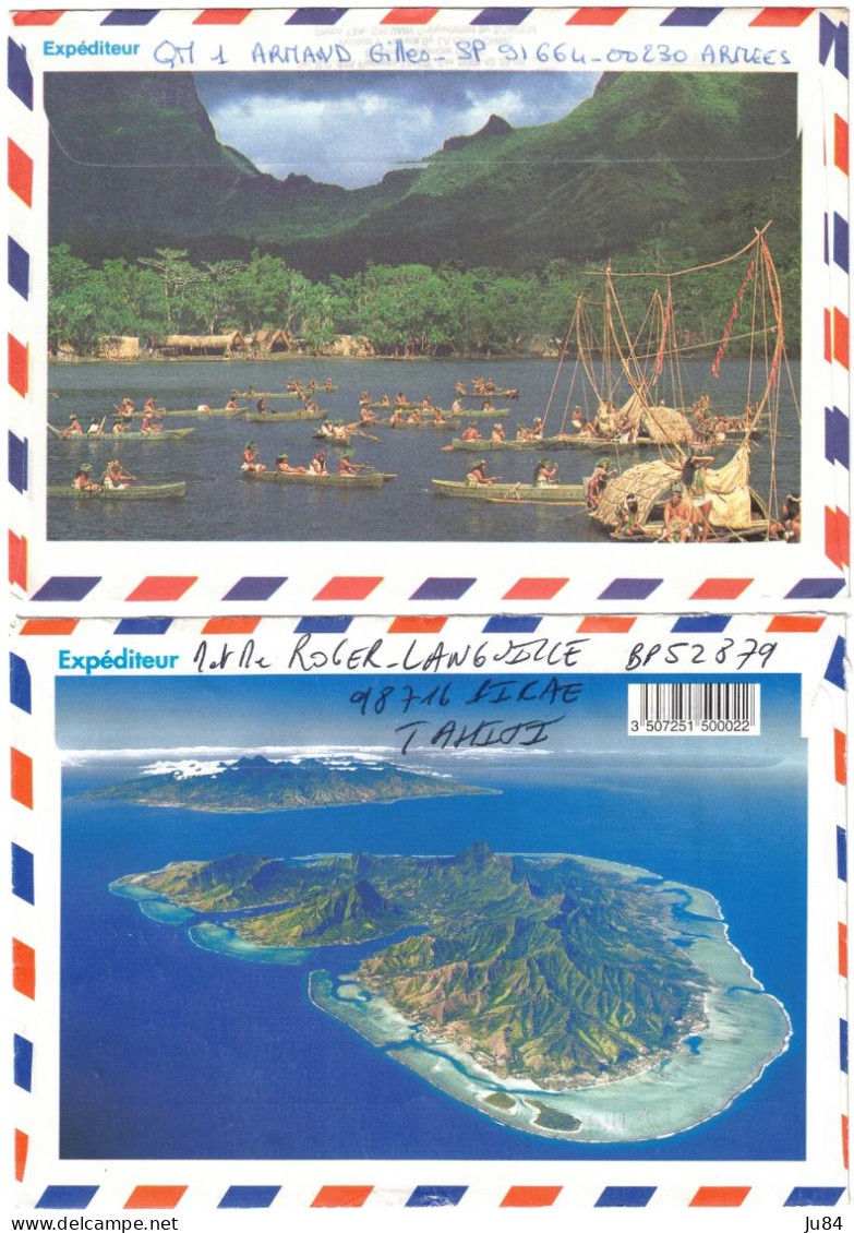 Ile De Tahiti - Papeete - Mahina - 2 Lettres Avion Pour La France - 1990 - 2004 - Tahiti