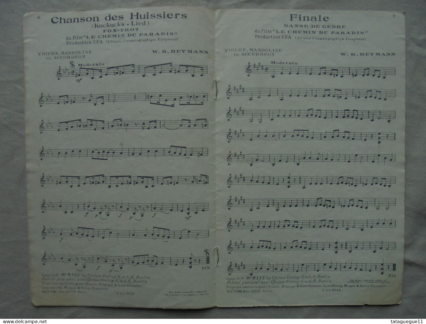 Ancien - Partitions 52e Recueil Salabert 10 Titres 1930 - Jazz