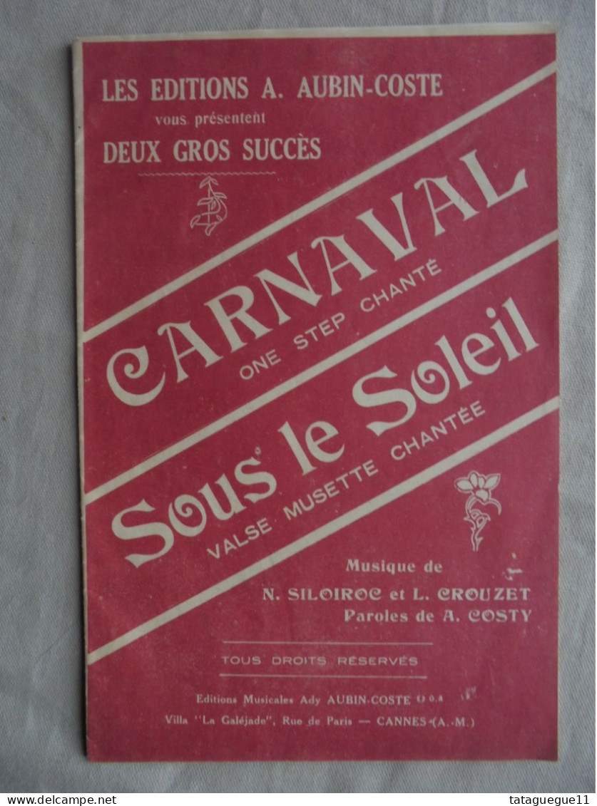 Ancien - Partition Carnaval/Sous Le Soleil Ed. Aubin-Coste - Liederbücher