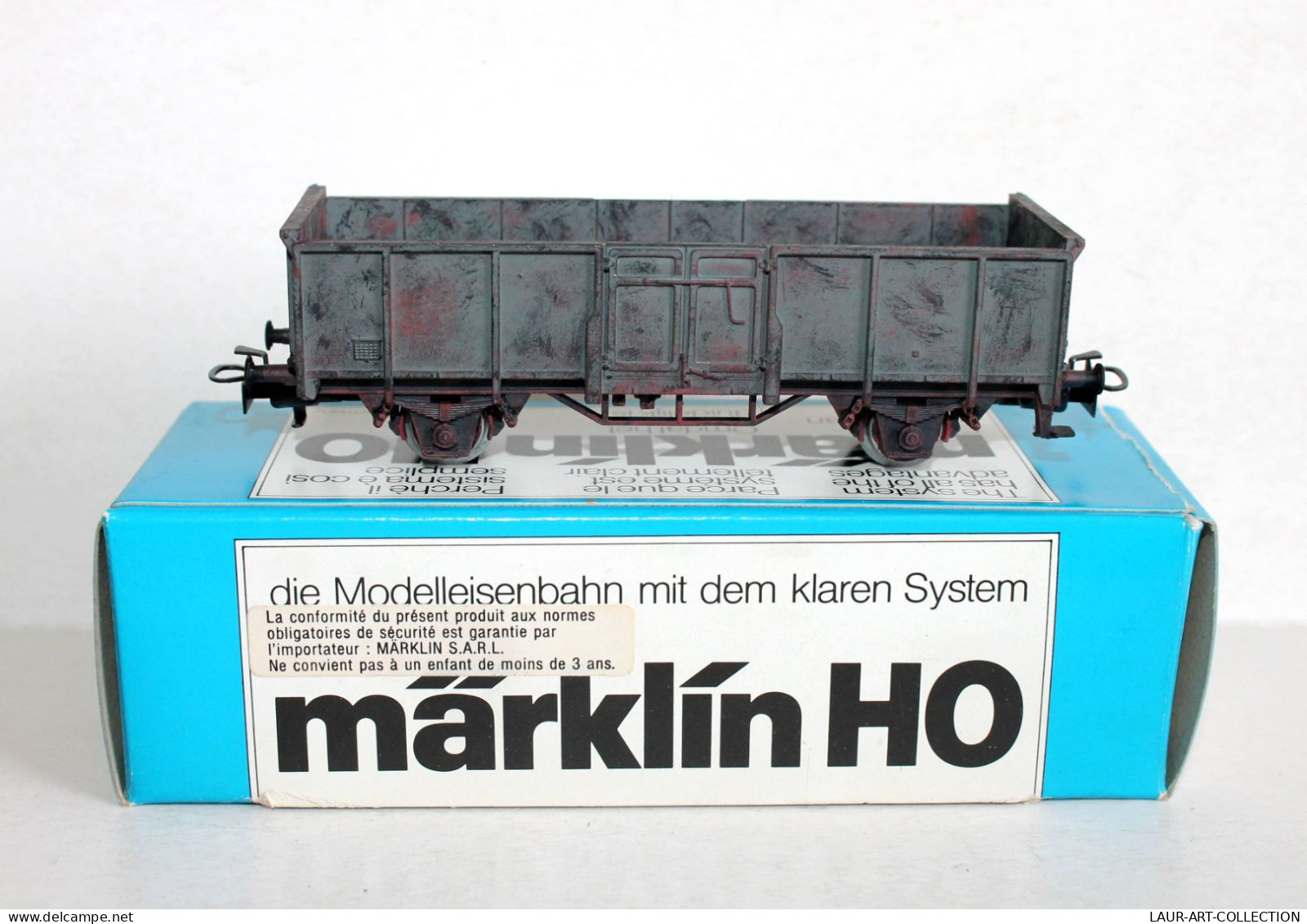 MARKLIN HO WAGON TOMBEREAU N°4465, MINIATURE TRAIN PEINT MAIN PAR MAITRE ARTISAN - MODELE FERROVIAIRE (1505.33) - Goods Waggons (wagons)