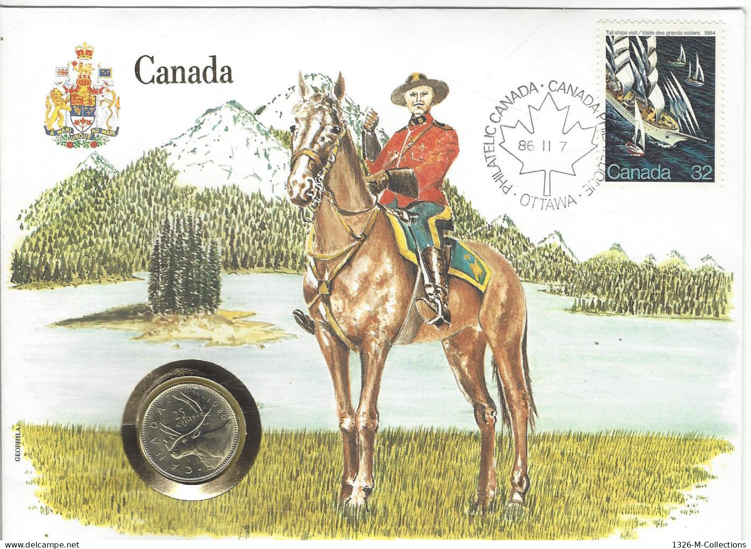 Envellope CANADA Timbre + Monnaie Du Monde N° 870 25 Cents - Brieven En Documenten