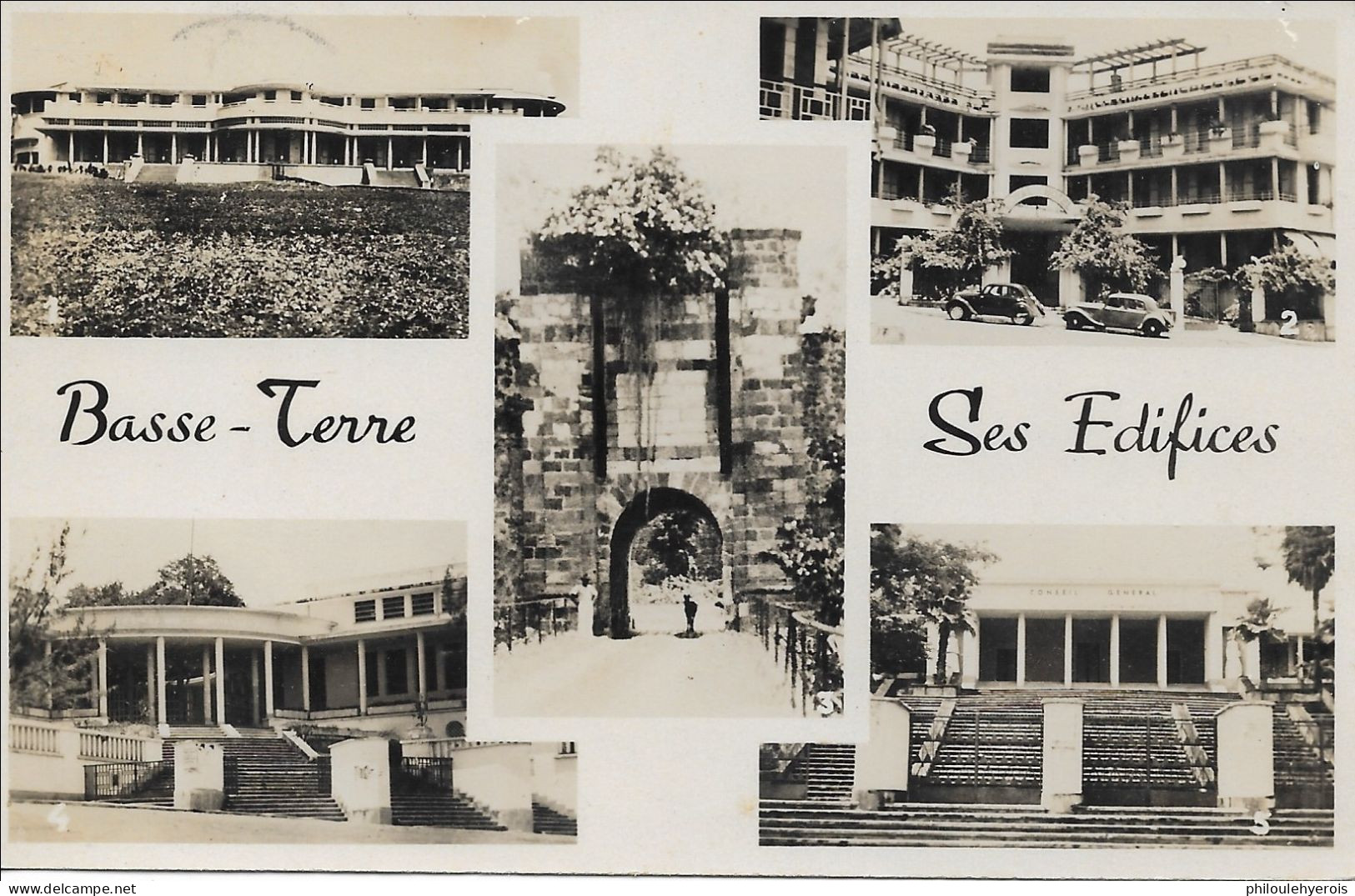 CPA BASSE TERRE Guadeloupe Ses édifices 1952 - Basse Terre