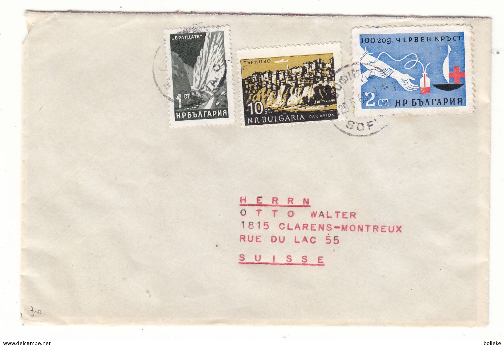 Bulgarie - Lettre De 1965 - Oblit Sofia - Exp Vers Clarens Montreux - Croix Rouge - Perfusion - - Covers & Documents