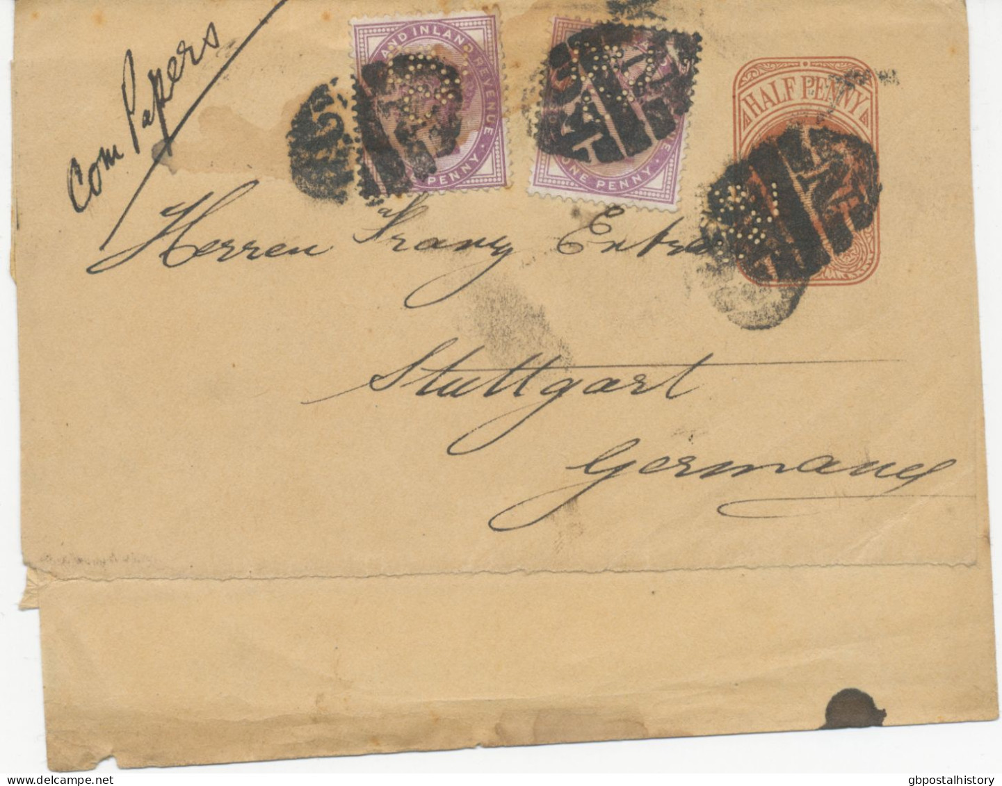GB 1897, QV ½d Brown Fine Wrapper (small Faults) Together With 1d Lilac (2x) With Usual Heavy Barred Cancel "E.C / N" - Covers & Documents