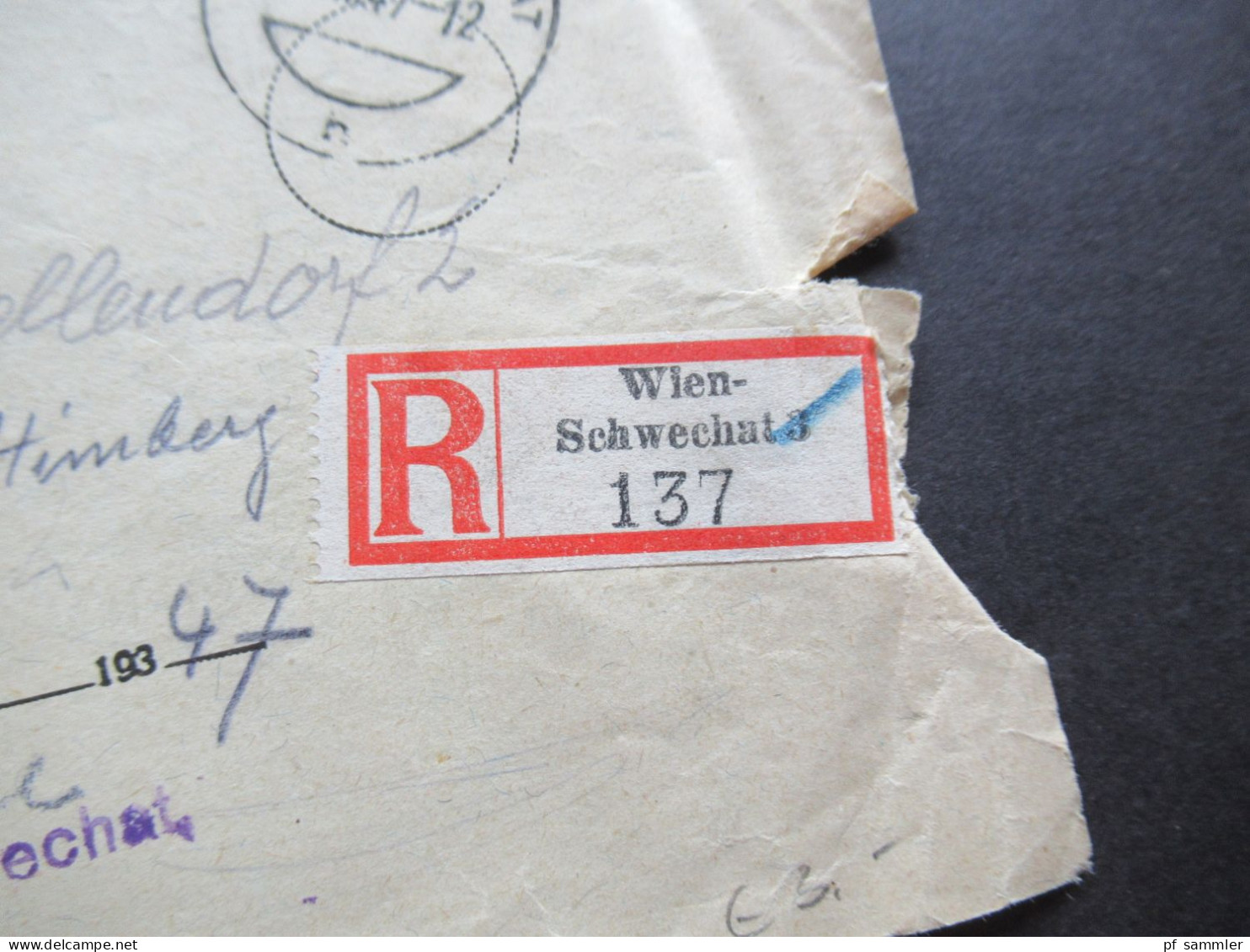 13.8.1947 Österreich Rsb Rückschein Des Bezirksgericht Schwechat / Einschreiben Wien Schwechat 3 - Covers & Documents