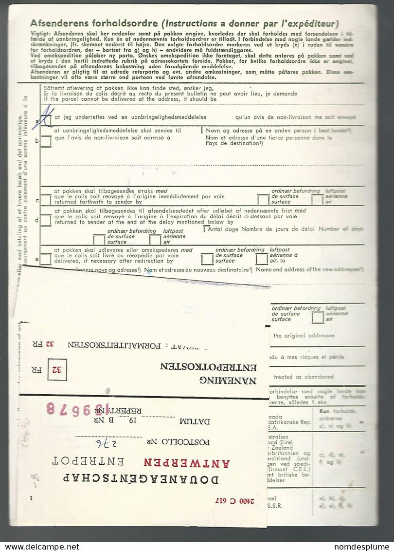 58442) Denmark Addressekort Bulletin D'Expedition 1975 Postmark Cancel - Briefe U. Dokumente