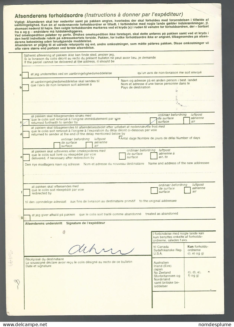 58449) Denmark Addressekort Bulletin D'Expedition 1981 Postmark Cancel Air Mail - Cartas & Documentos