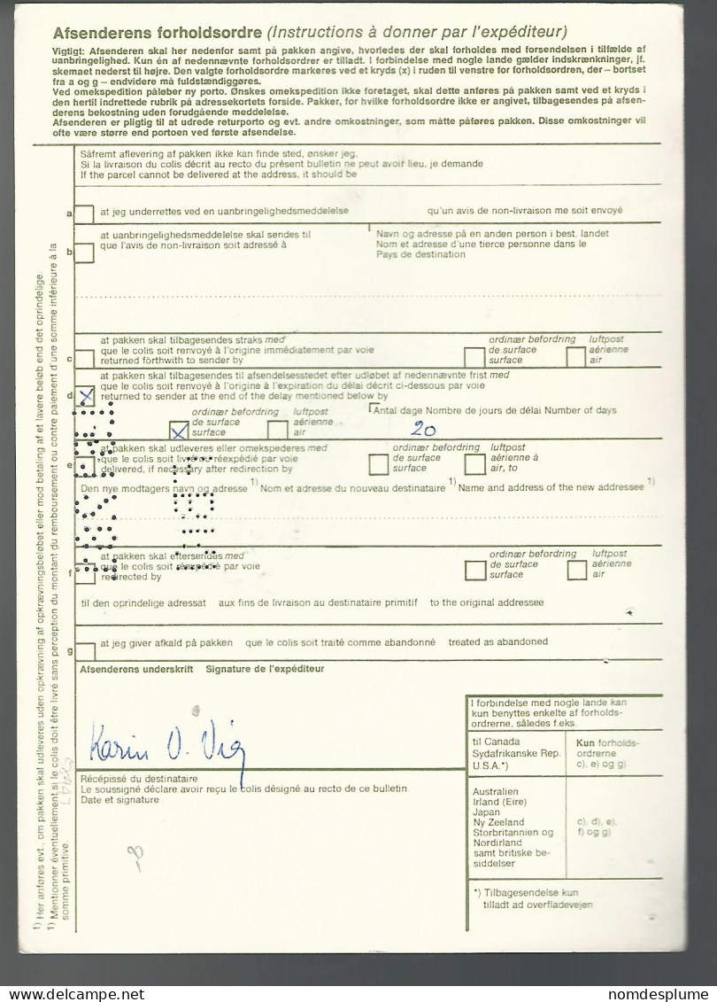 58447) Denmark Addressekort Bulletin D'Expedition 1981 Postmark Cancel Air Mail - Cartas & Documentos