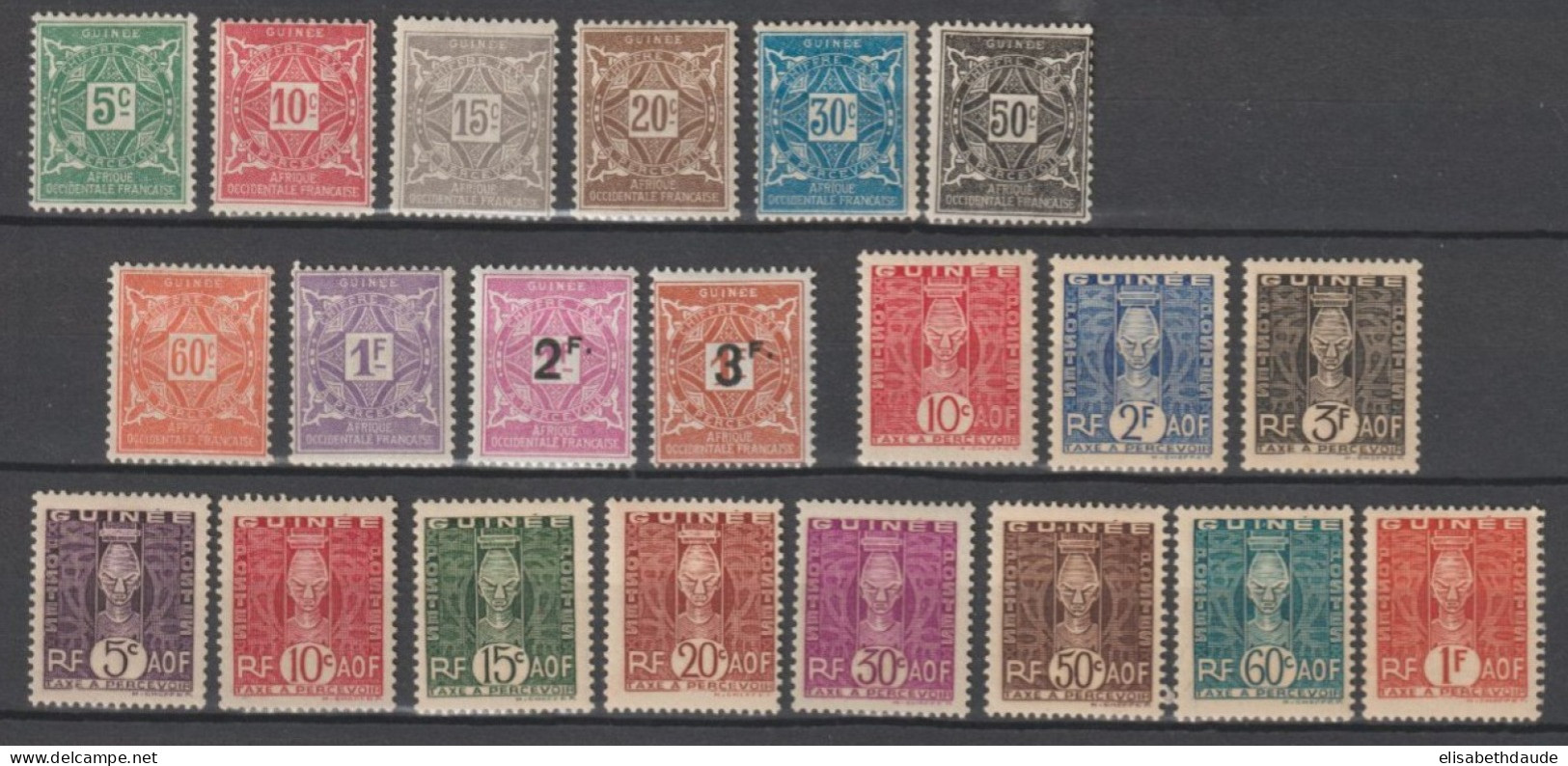 GUINEE - 1914/1944 - SERIES TAXE COMPLETES YVERT N°16/36 * MH - COTE = 40 EUR - Neufs