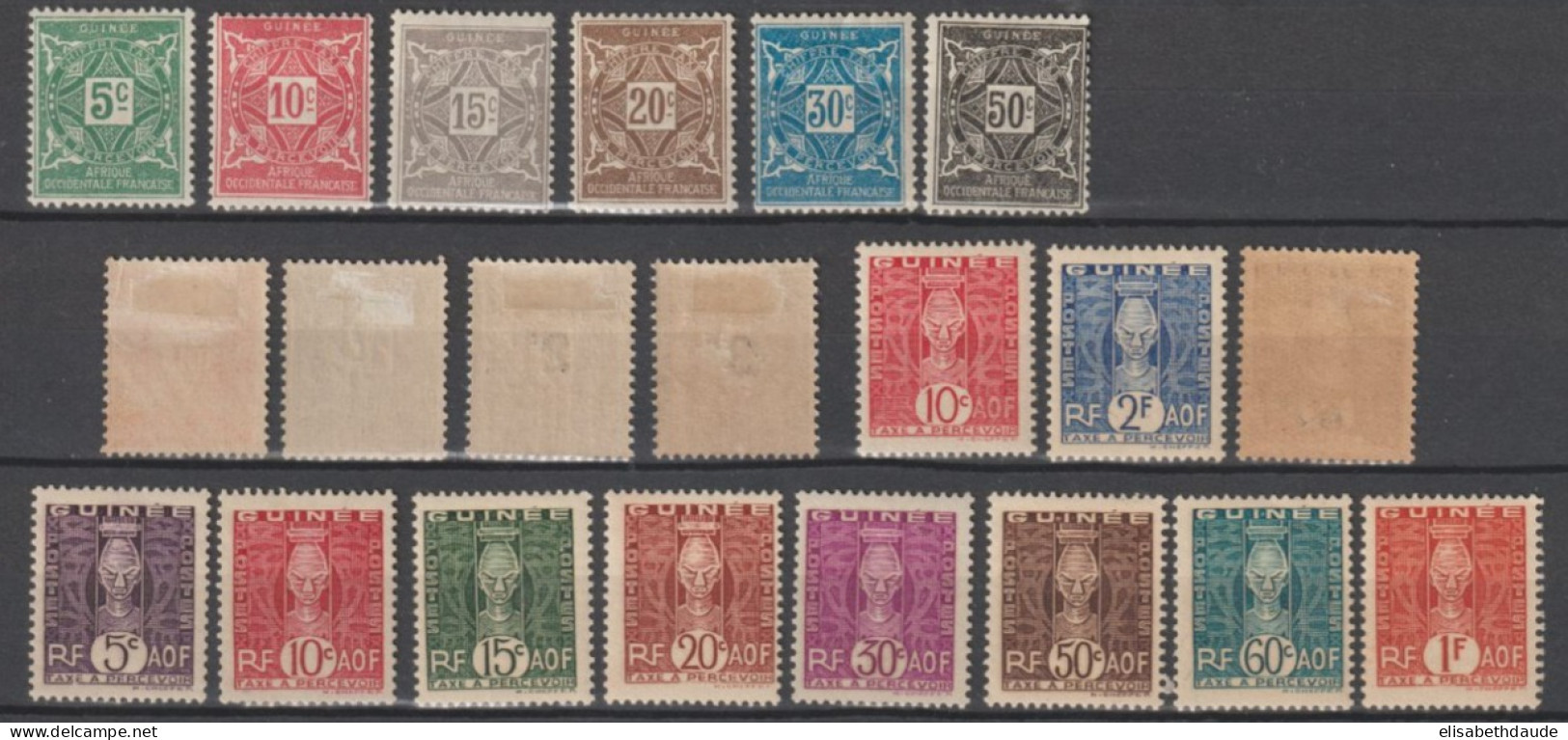 GUINEE - 1914/1944 - SERIES TAXE COMPLETES YVERT N°16/36 * MH - COTE = 40 EUR - Neufs