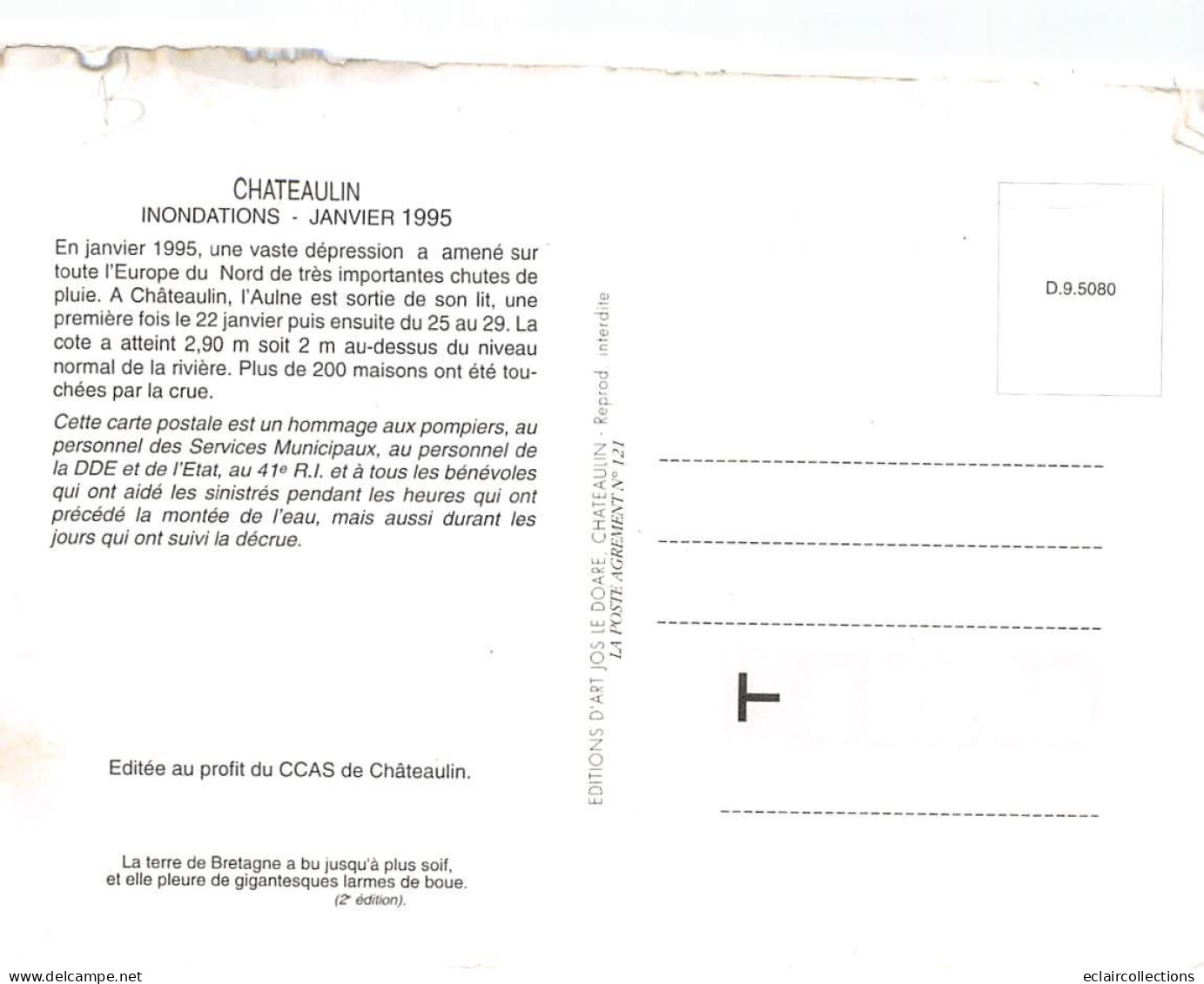 Châteaulin        29         Inondations De Janvier  1995      10X15       .   (voir Scan) - Châteaulin