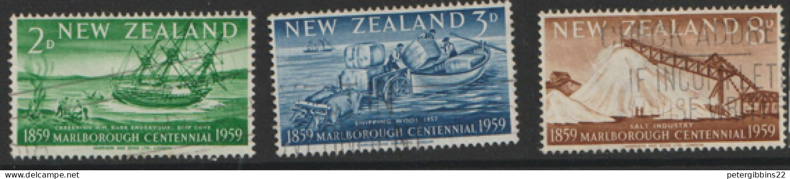 New  Zealand  1959  SG  772-4  Marlborough Centennial    Fine Used   - Used Stamps