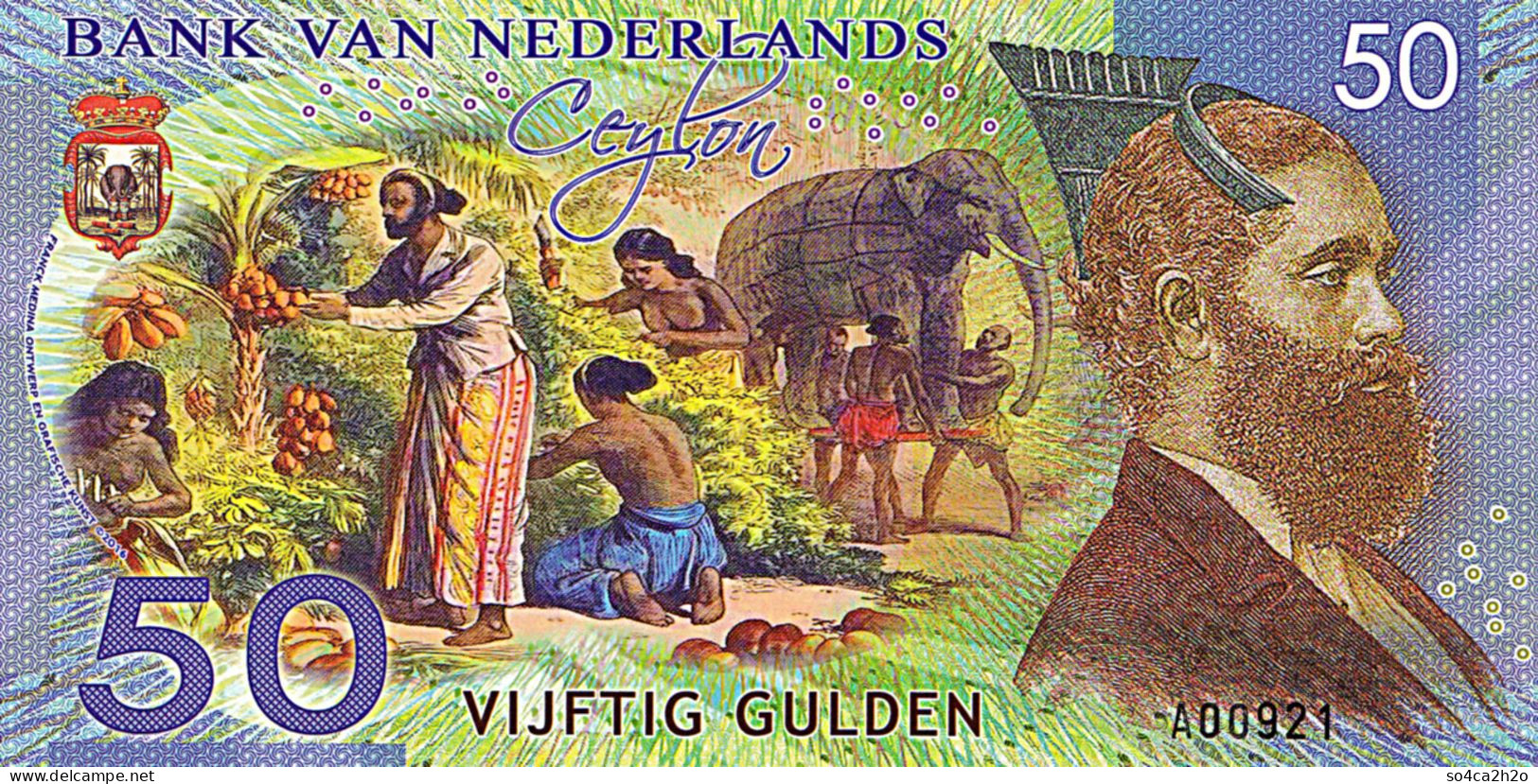 50 Gulden Ceylan Netherlands 18 Janvier  2016 UNC  POLYMER  Essai - Spécimen - [6] Vals & Specimen