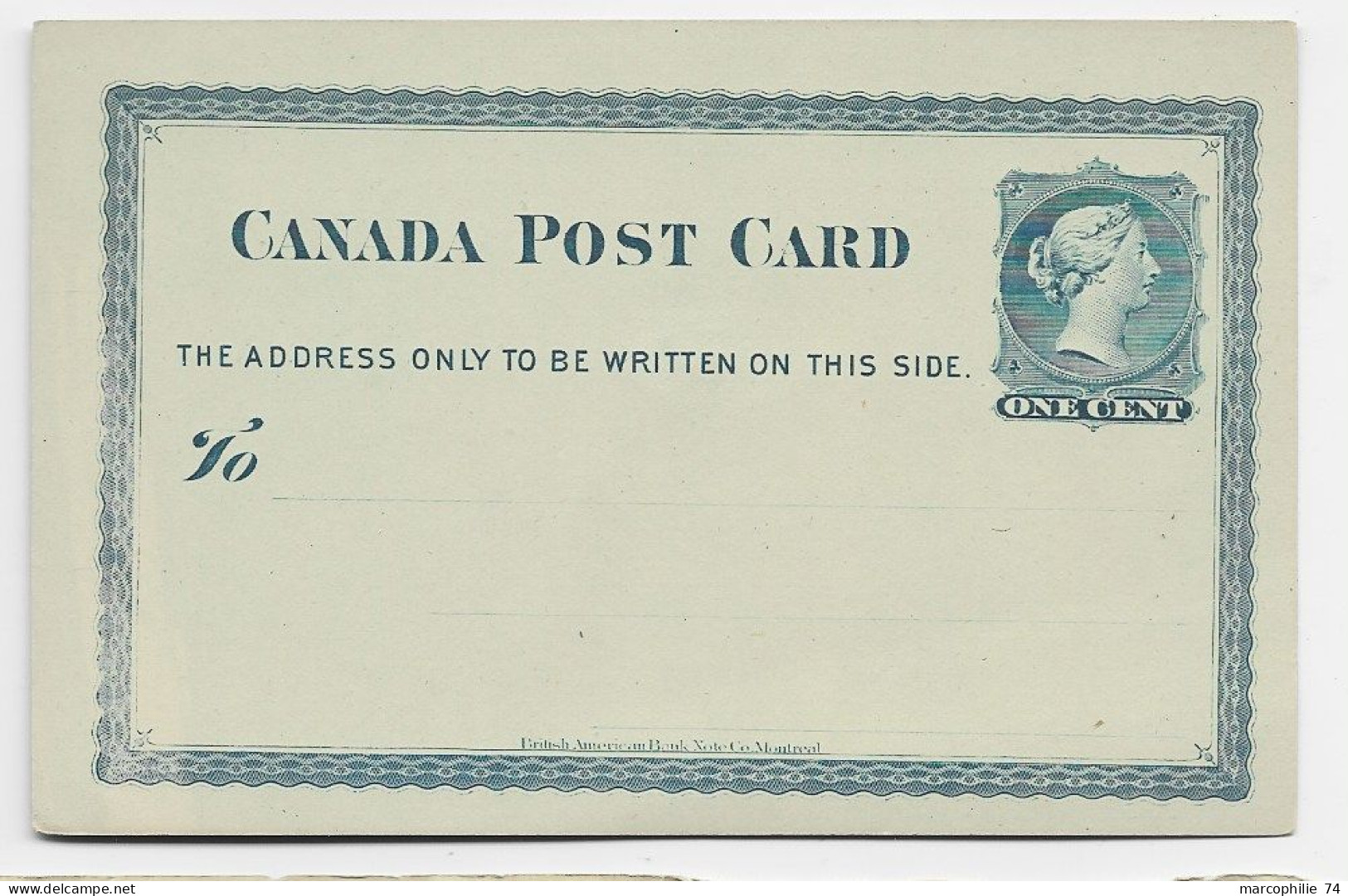 ENTIER CANADA ONE CENT POST CARD NEUF - 1860-1899 Reign Of Victoria