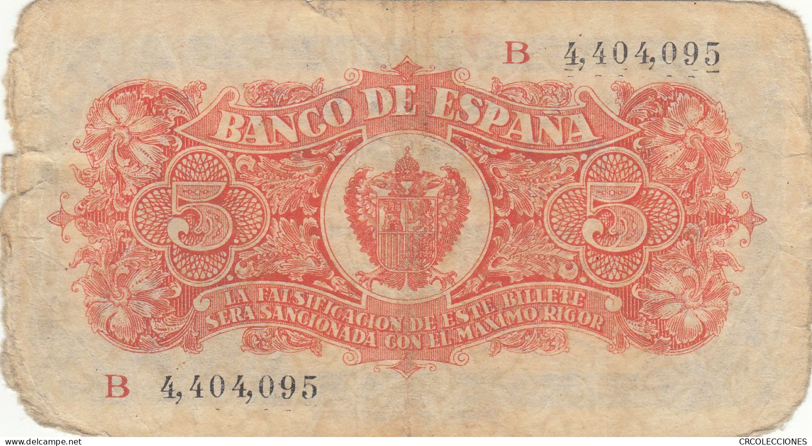 CRBS0731 BILLETE ESPAÑA 5 PESETAS 1937 MC - 5 Pesetas