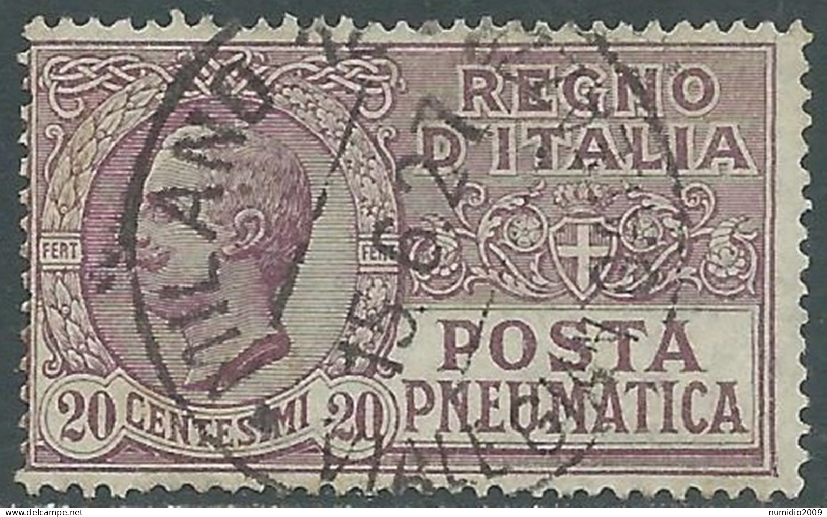 1925 REGNO POSTA PNEUMATICA USATO 20 CENT - RE26-7 - Rohrpost