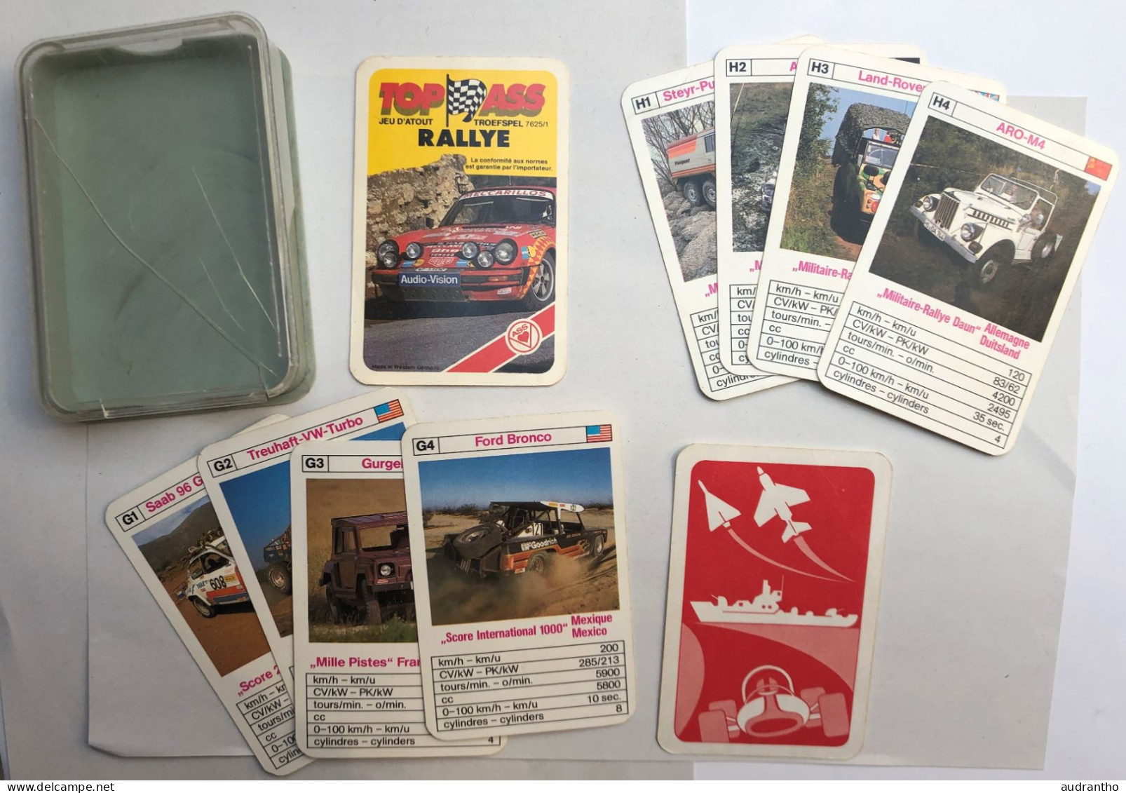 Jeu De 32 Cartes Vintage De 1982 Type 7 Familles - TOP ASS Voiture De Rallye - Peugeot 2CV-Cross Golf Saab - Trading Cards