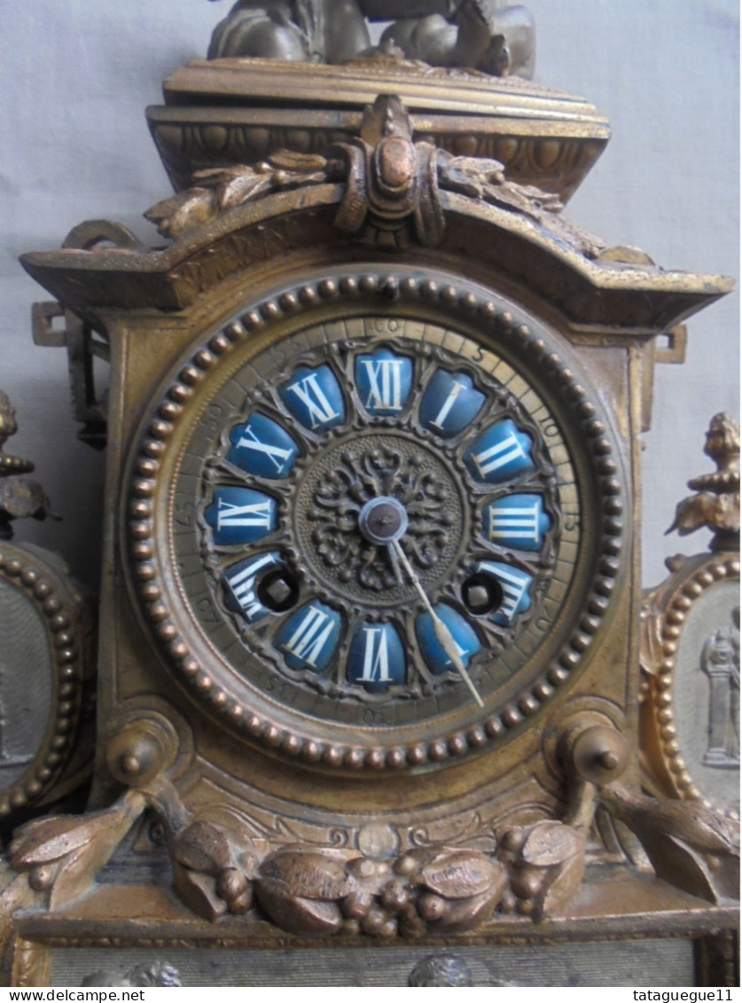 Ancien - Pendule/horloge de table en bronze P. Marti & Cie XIXe siècle (A restaurer)